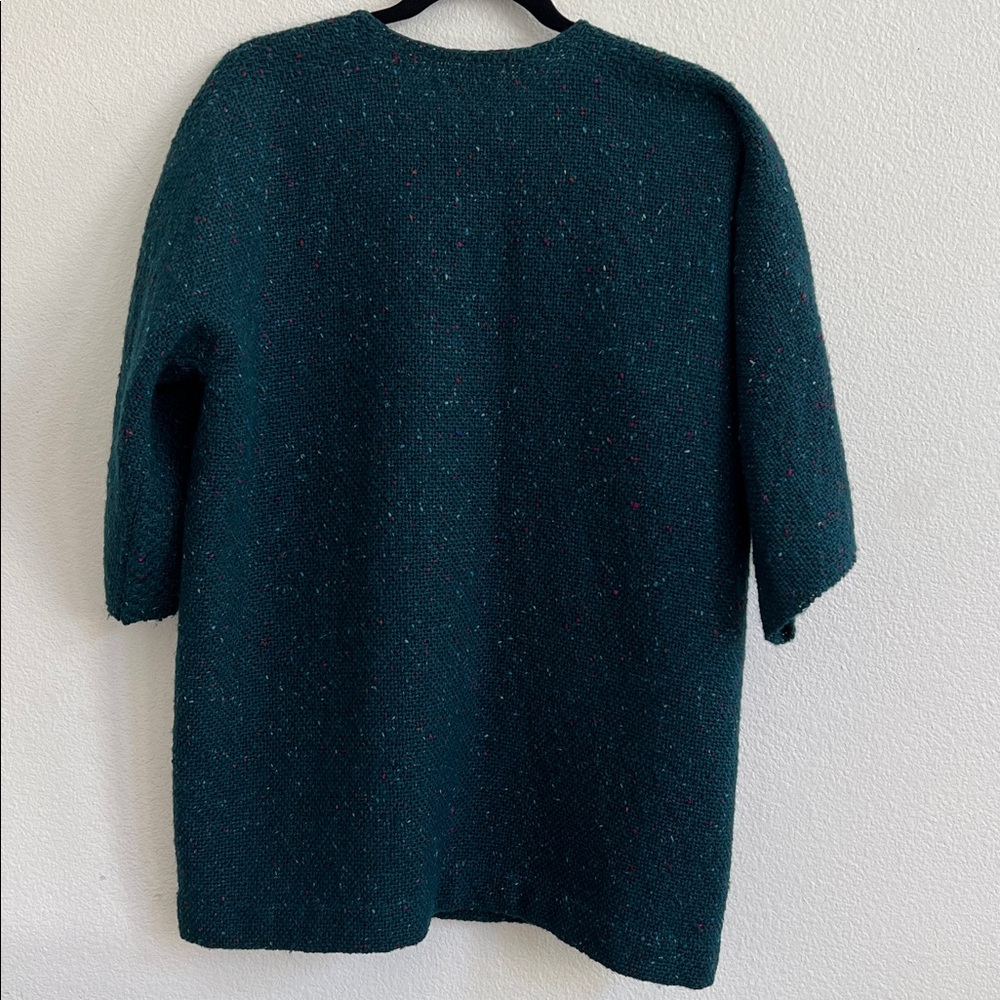 HANDWOVEN BY HARVY Artisanal Buttoned Cardigan Dark Teal Multi Confetti Speck OS - Picture 2 of 9